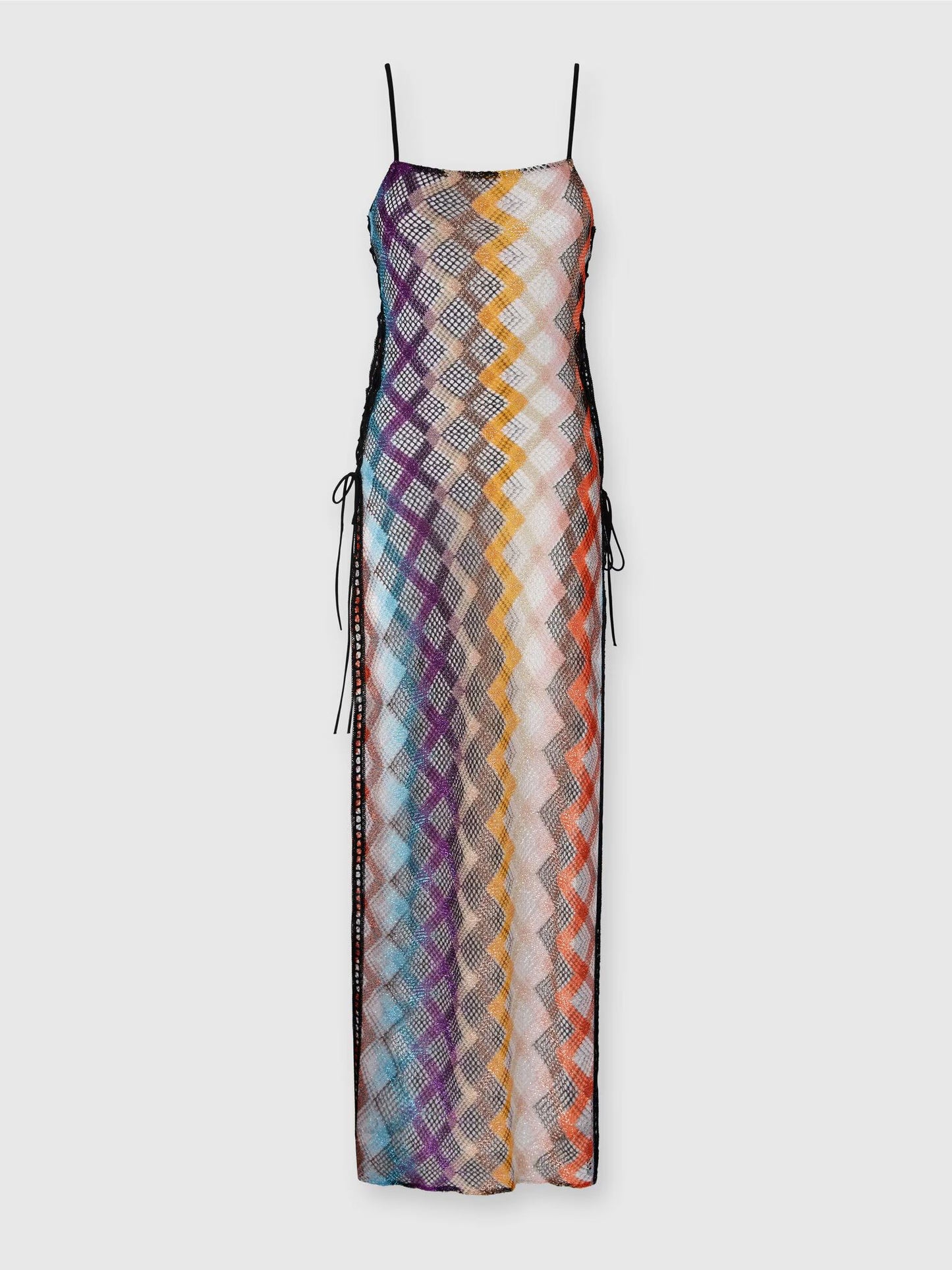 Lurex long dress with side openings