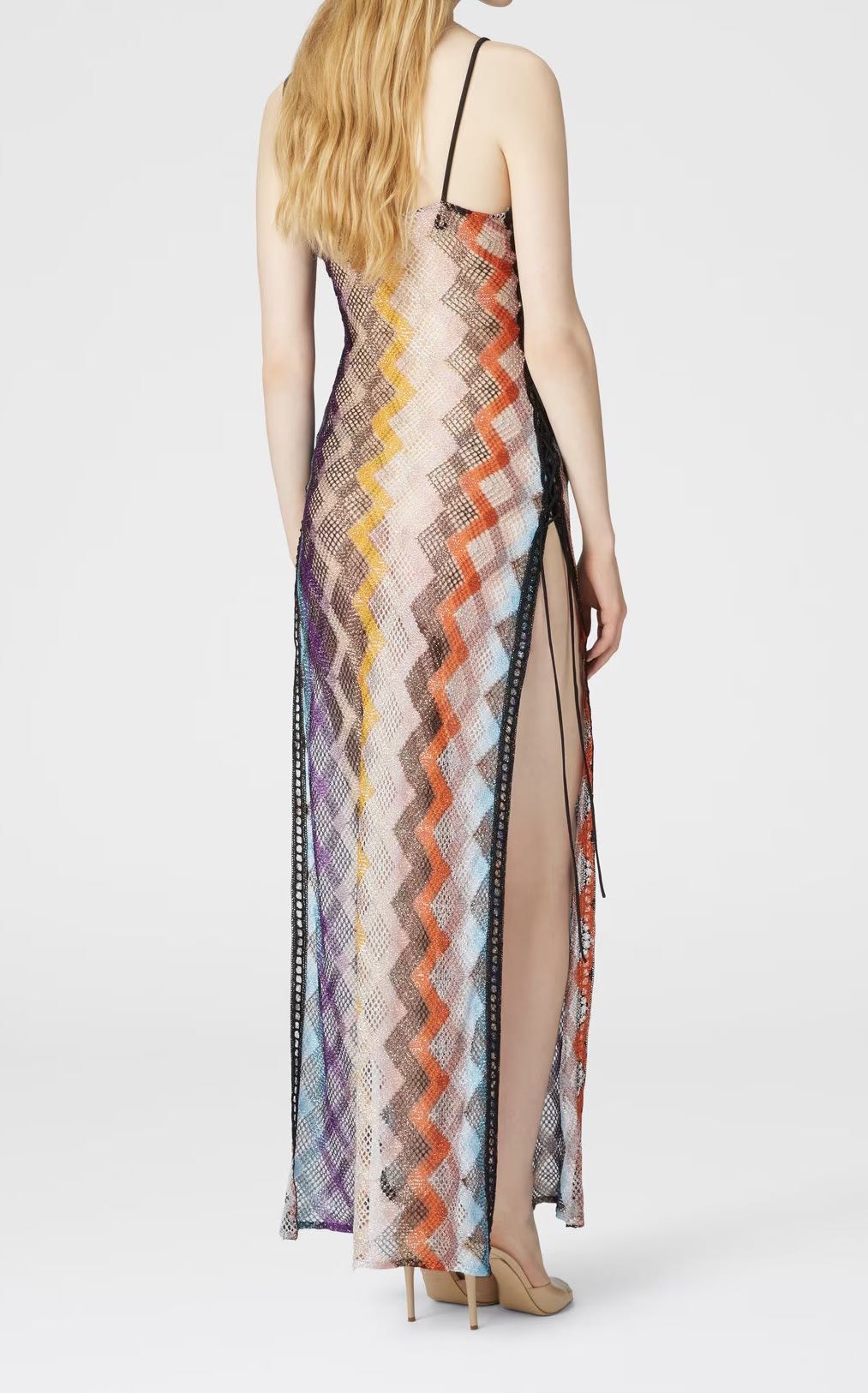 Lurex long dress with side openings