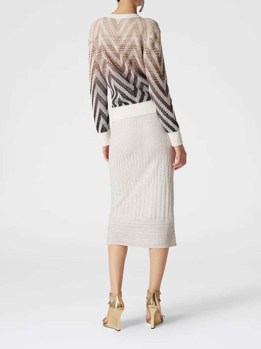 Chevron ribbed wool and cotton pull