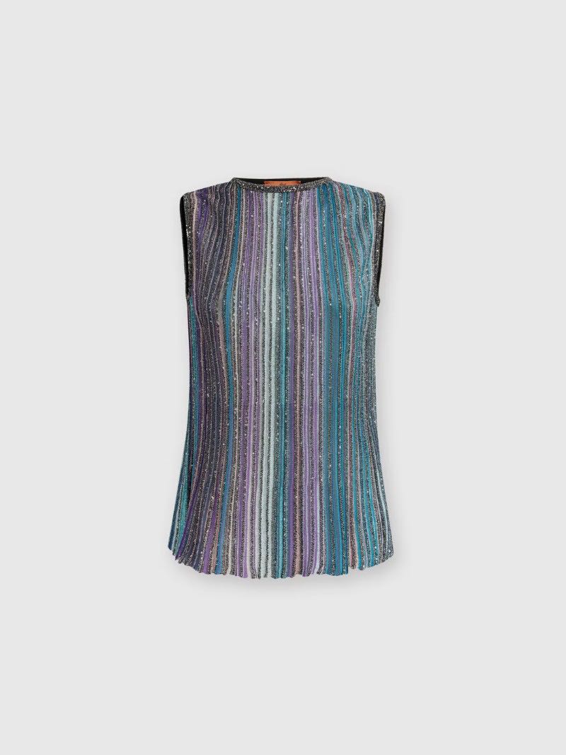 Top canalé sequins