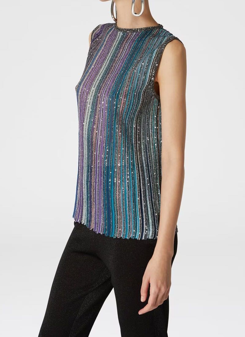 Top canalé sequins