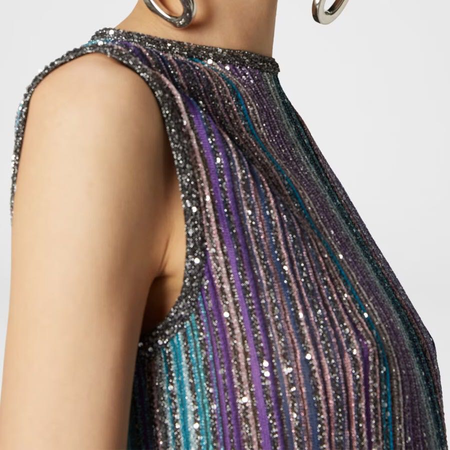 Top canalé sequins