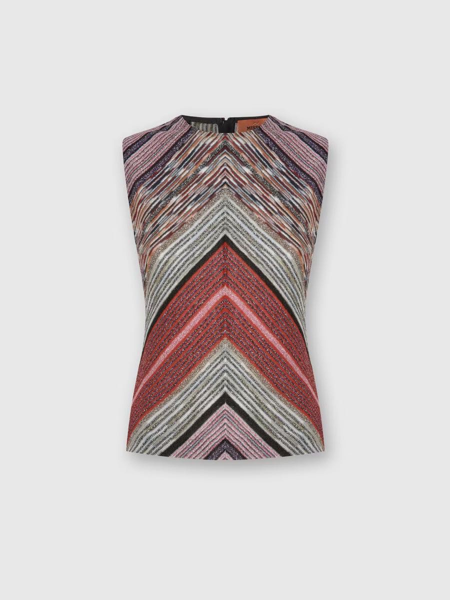 Sleevless top in lamé viscose