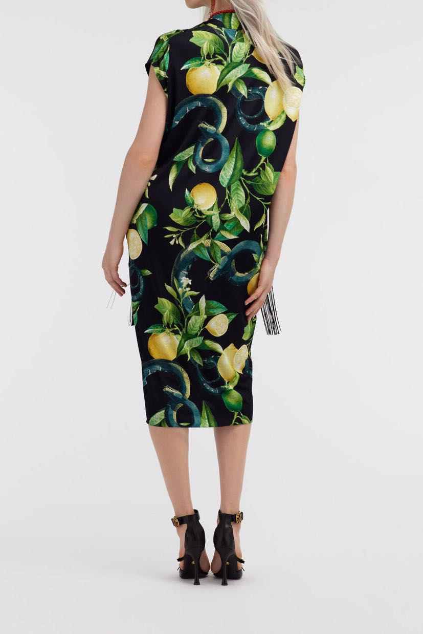 Lemon print midi dress