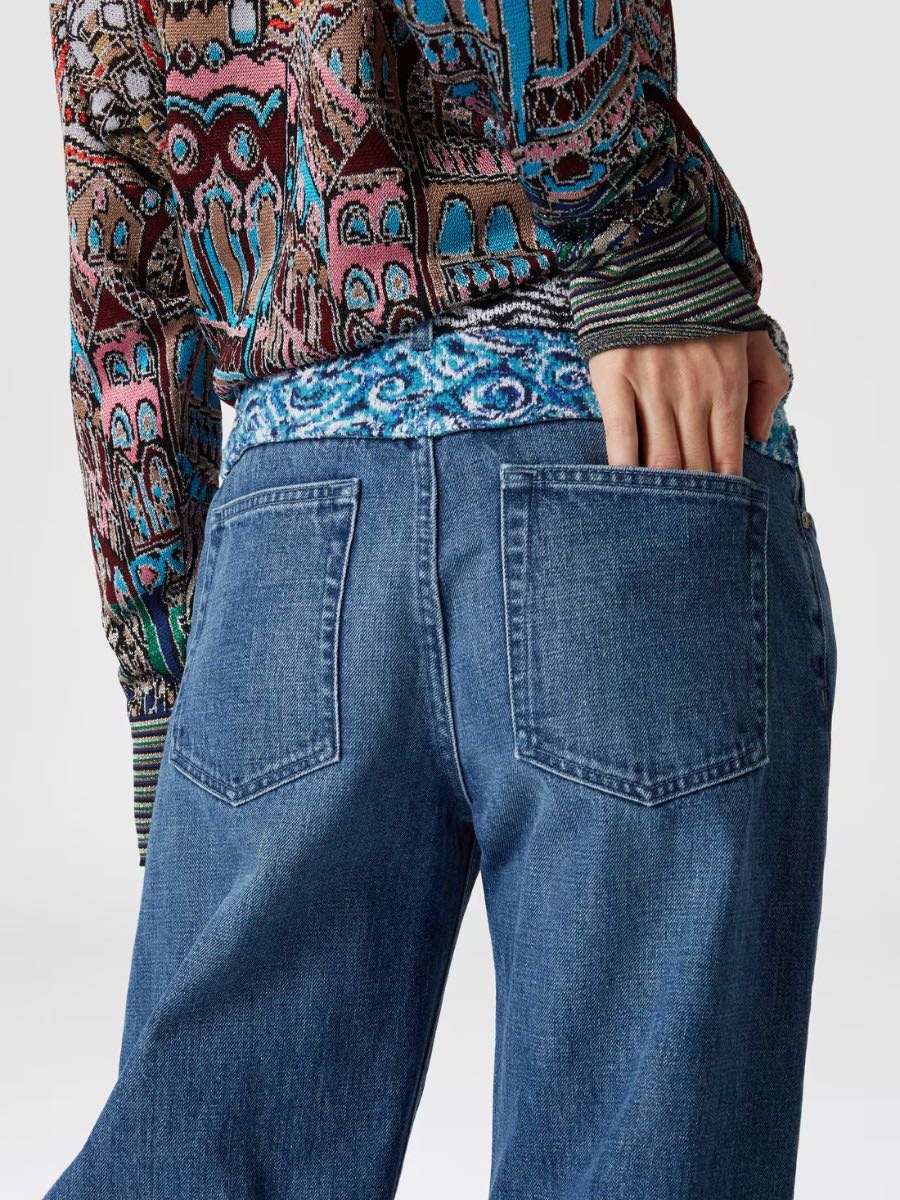Jeans with knit detail