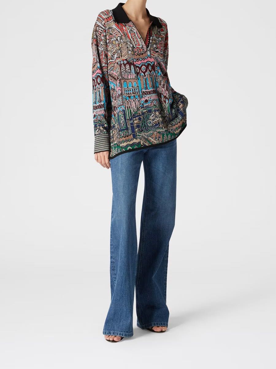 Jeans with knit detail