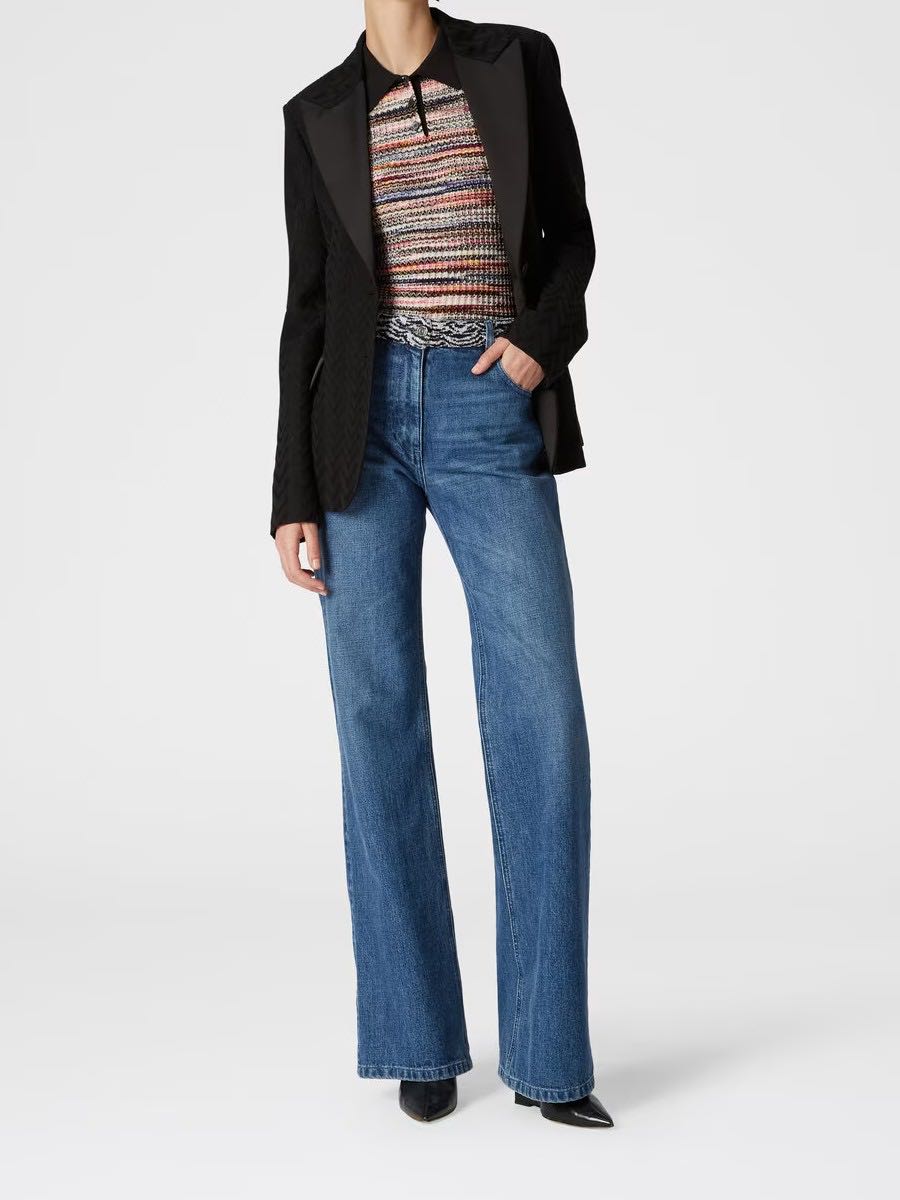 Jeans with knit detail