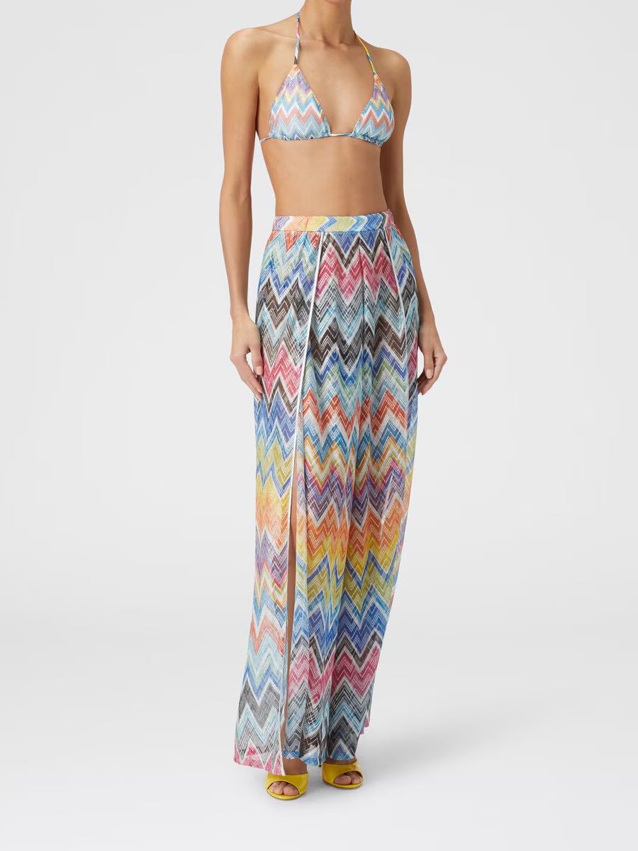 Open front lurex trousers