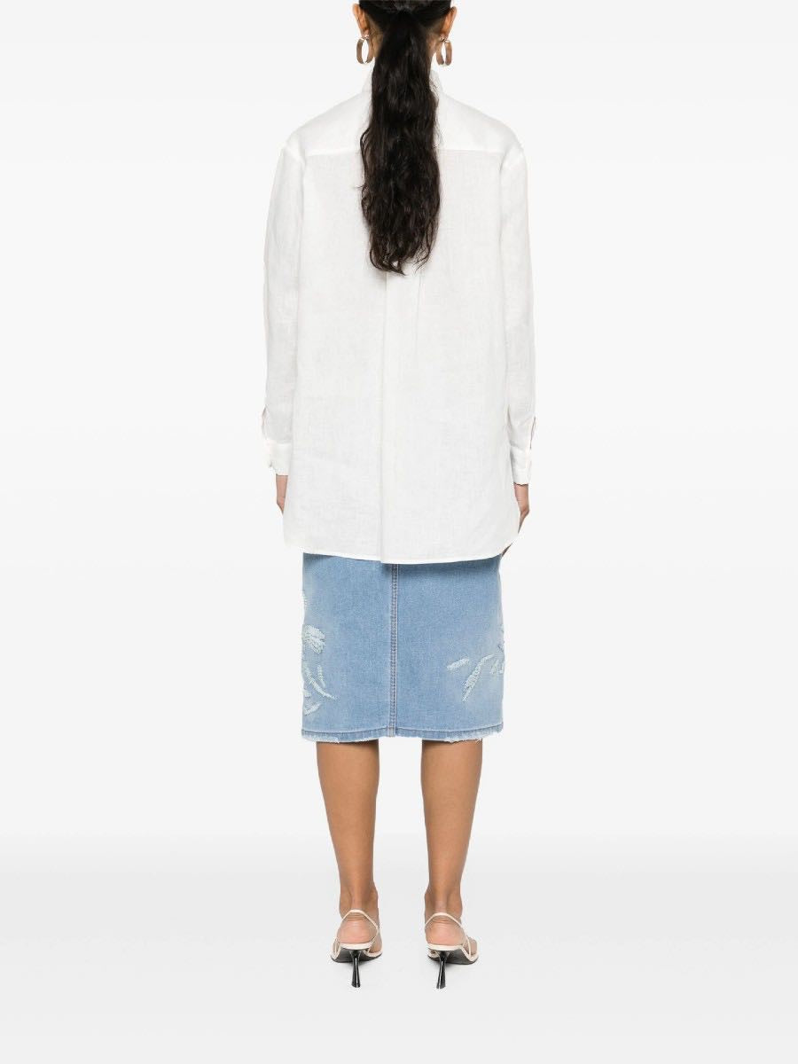 Linen shirt with black embroidery