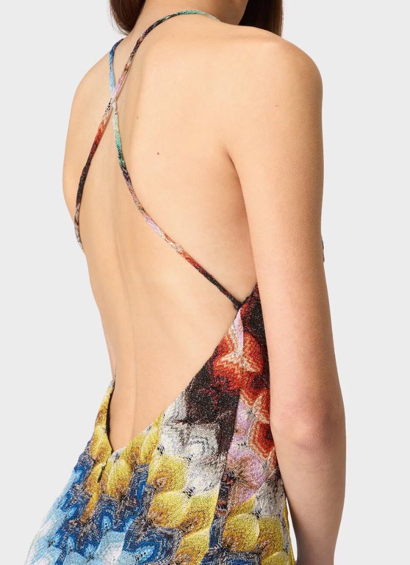 Long multicolor Open Back Dress