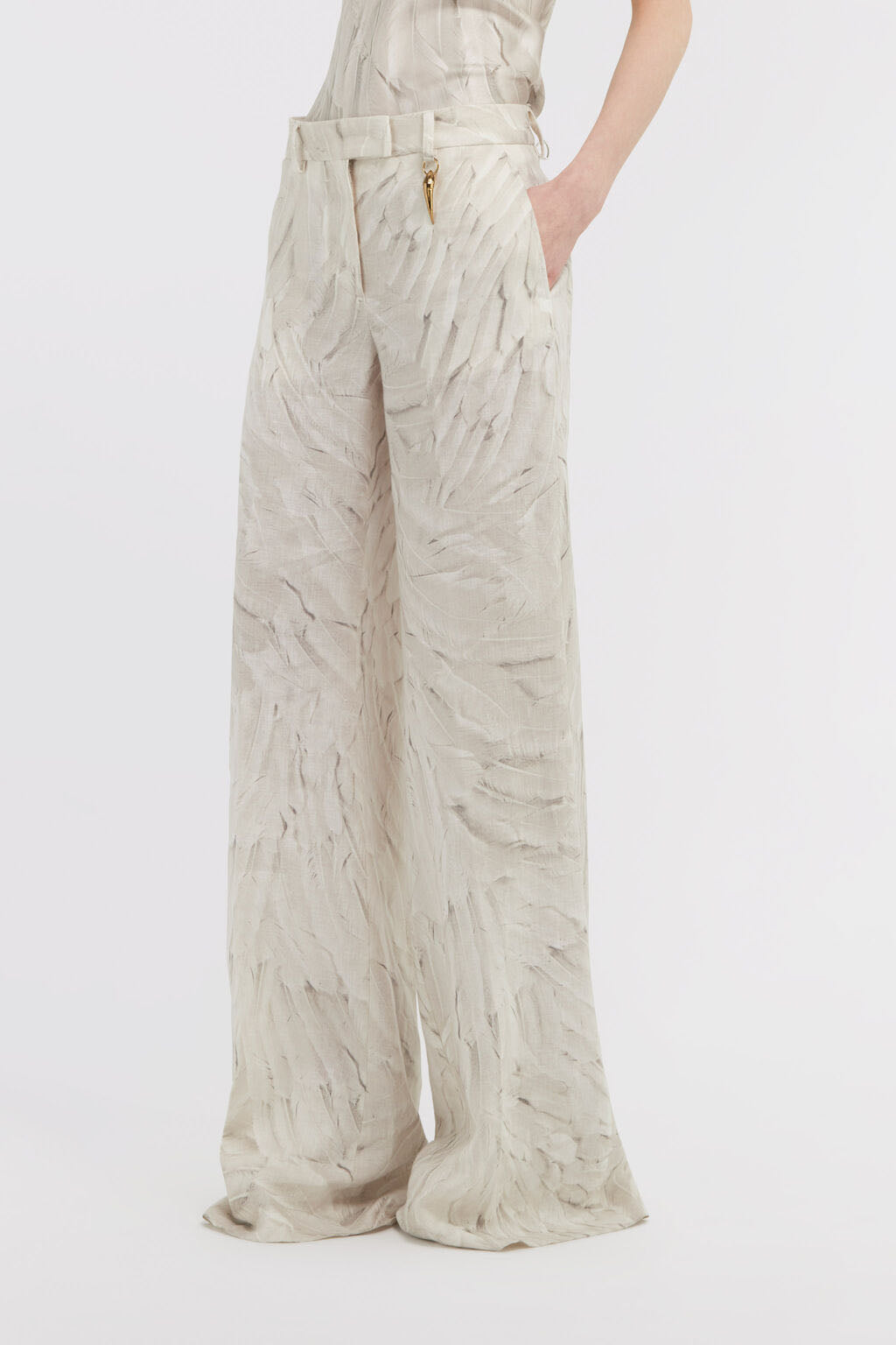 Pallazo trousers with feather print