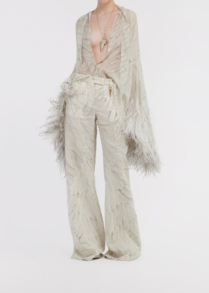 Pallazo trousers with feather print