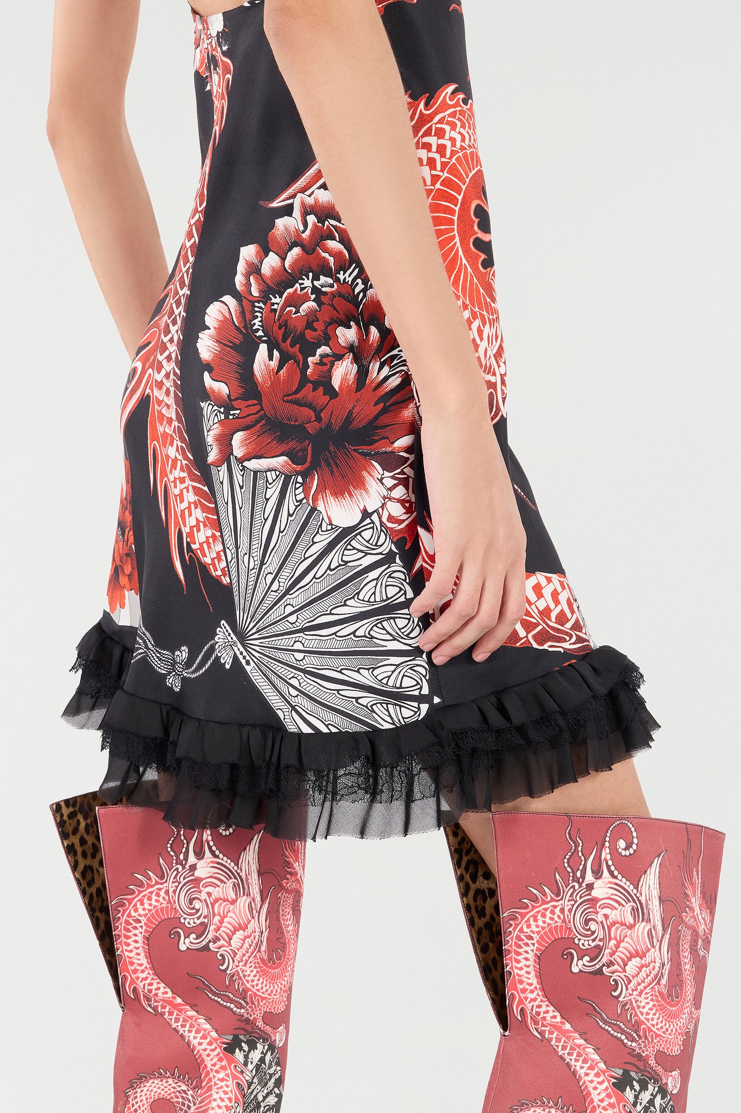 Mini dress with dragon print