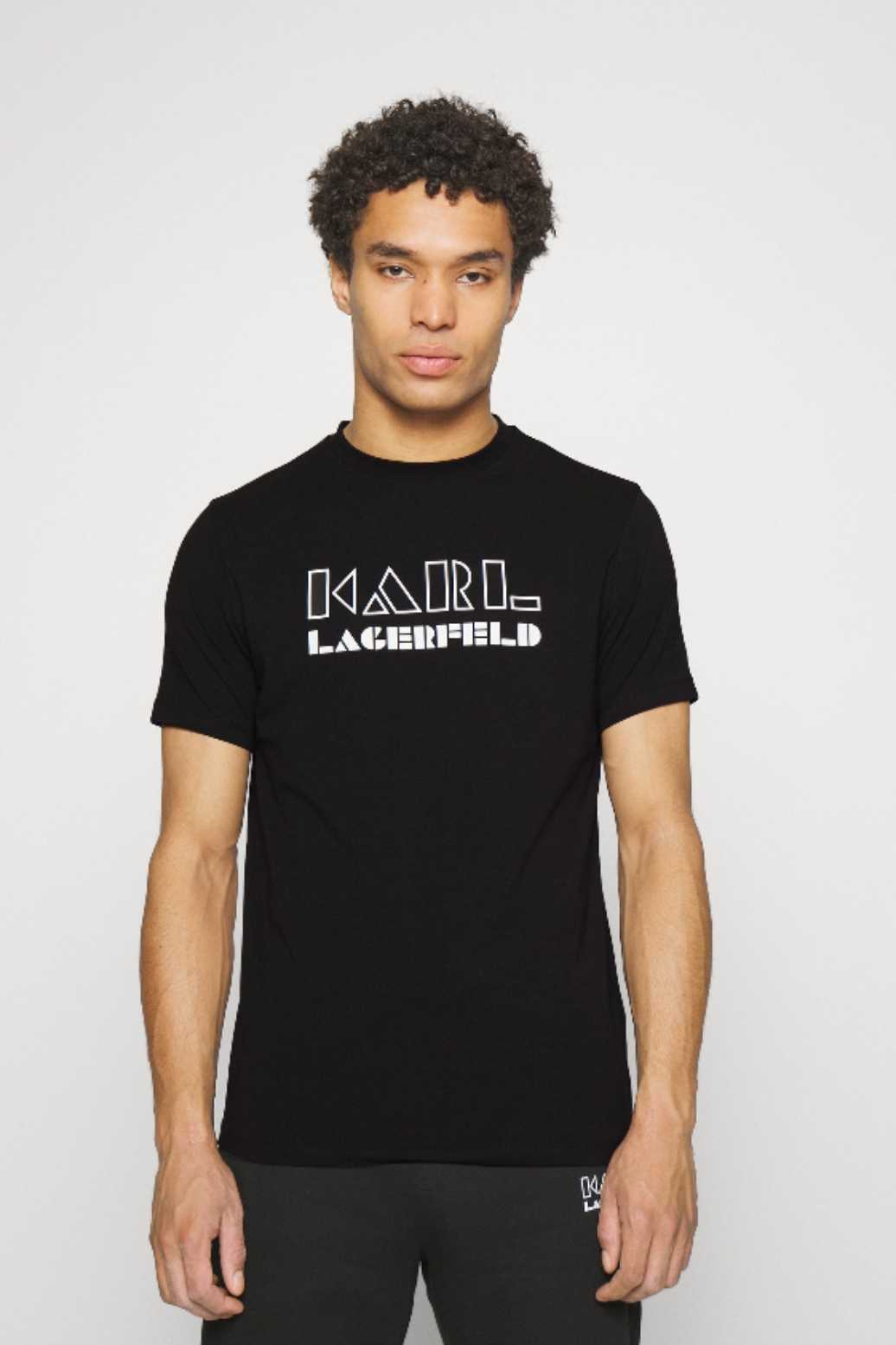 Black geometric logo t-shirt