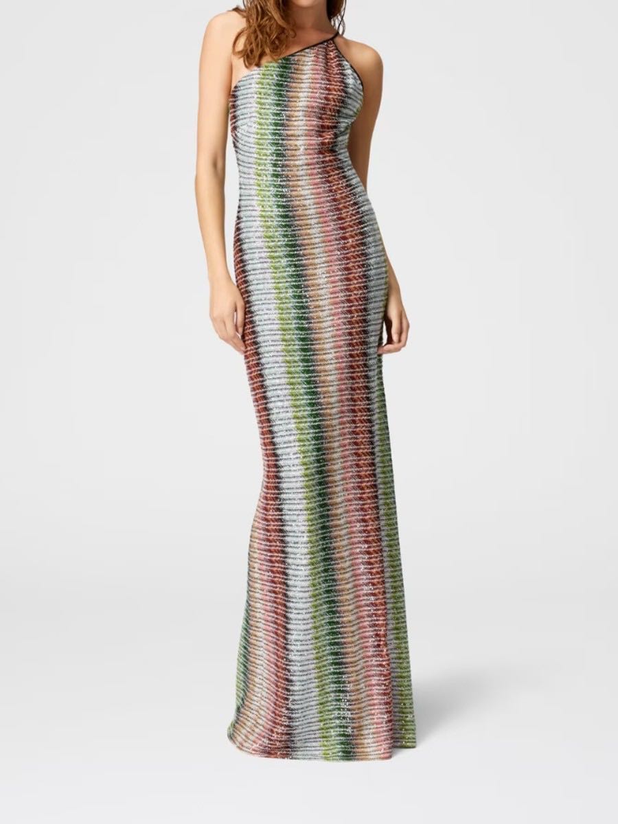 One sholder asymmetic sequins dress