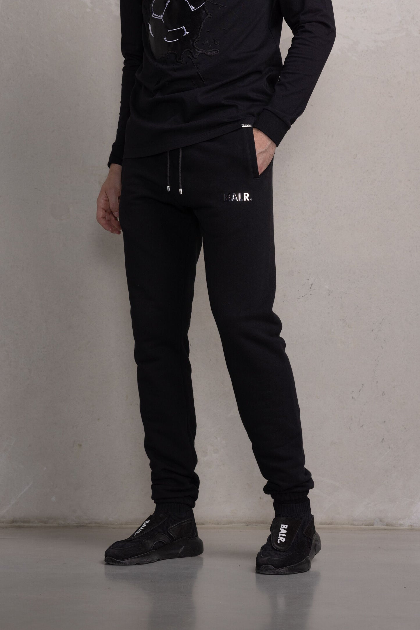 Black silver logo tracksuit