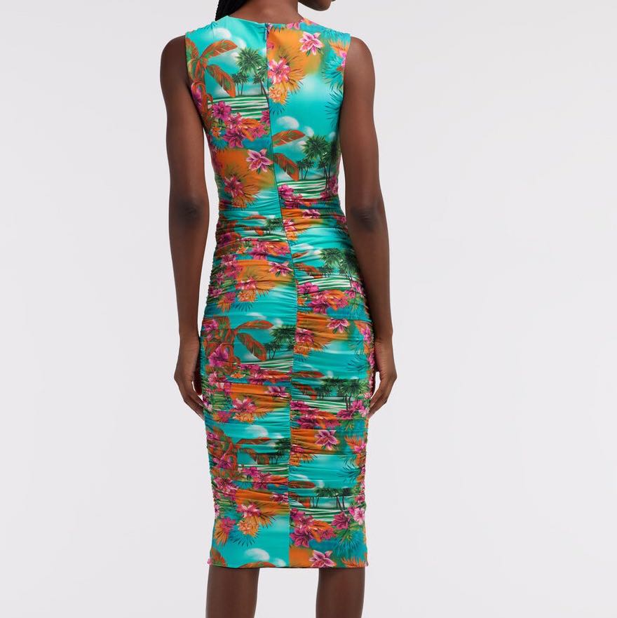 Hawaii print midi dress