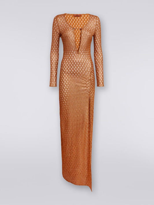 Long bronze lurex dress