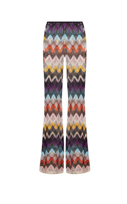 Flare trousers crochet lurex