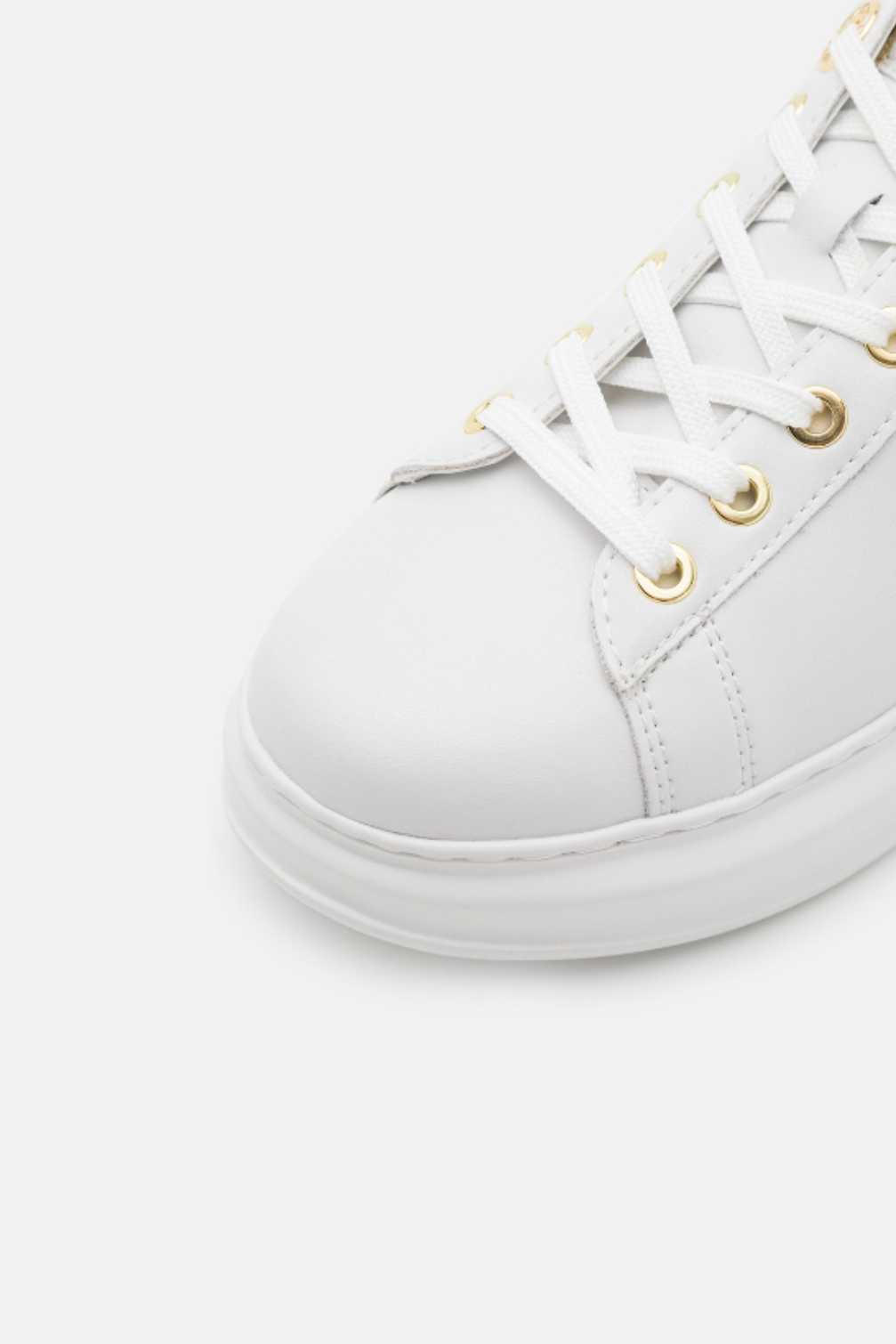 Shoes with gold logo