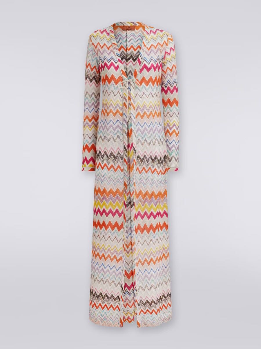 Long zigzag cardigan with lurex