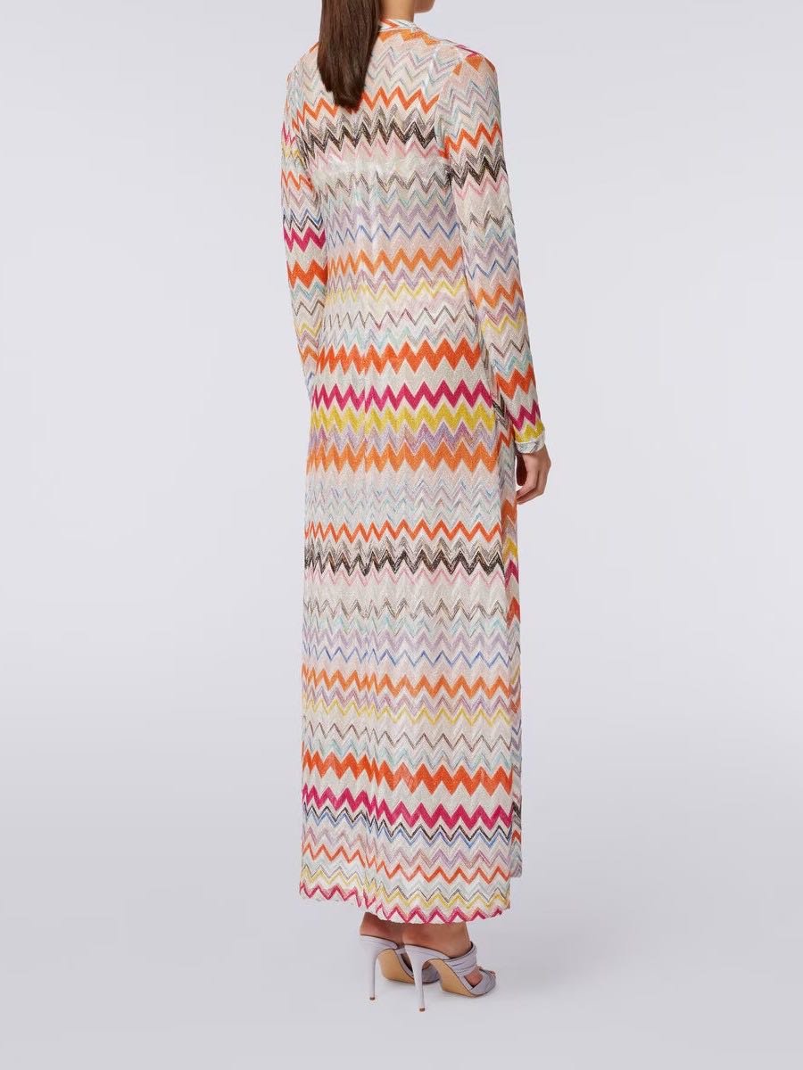 Long zigzag cardigan with lurex