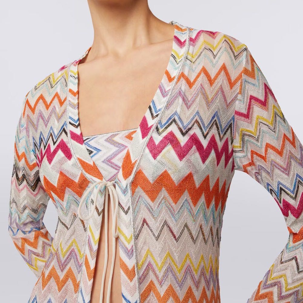 Long zigzag cardigan with lurex