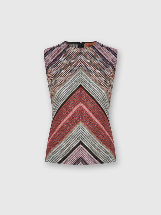 Sleevless top in lamé viscose