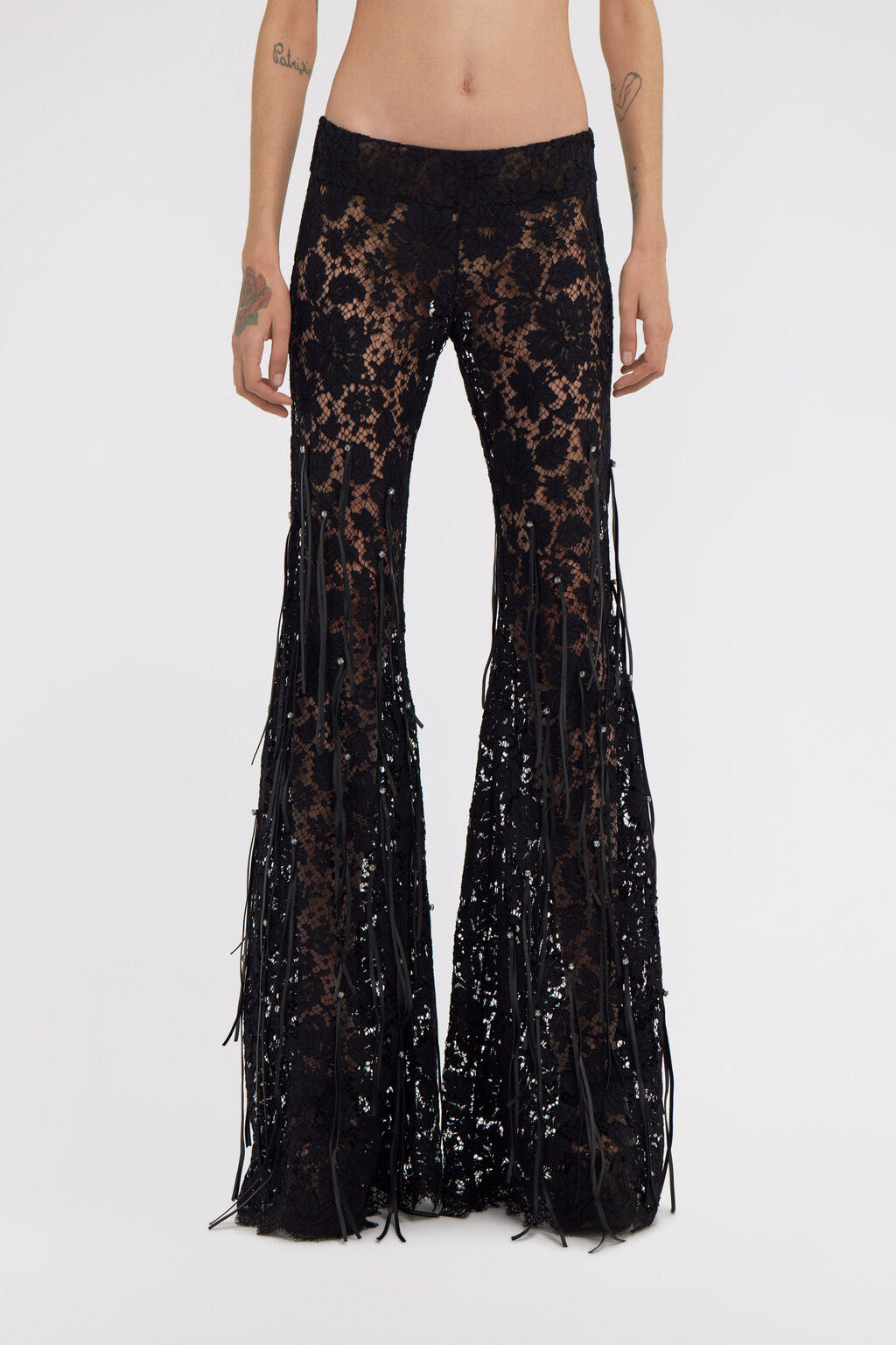 Lace flare trousers