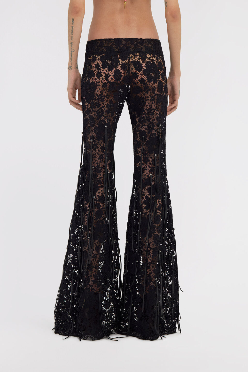 Lace flare trousers