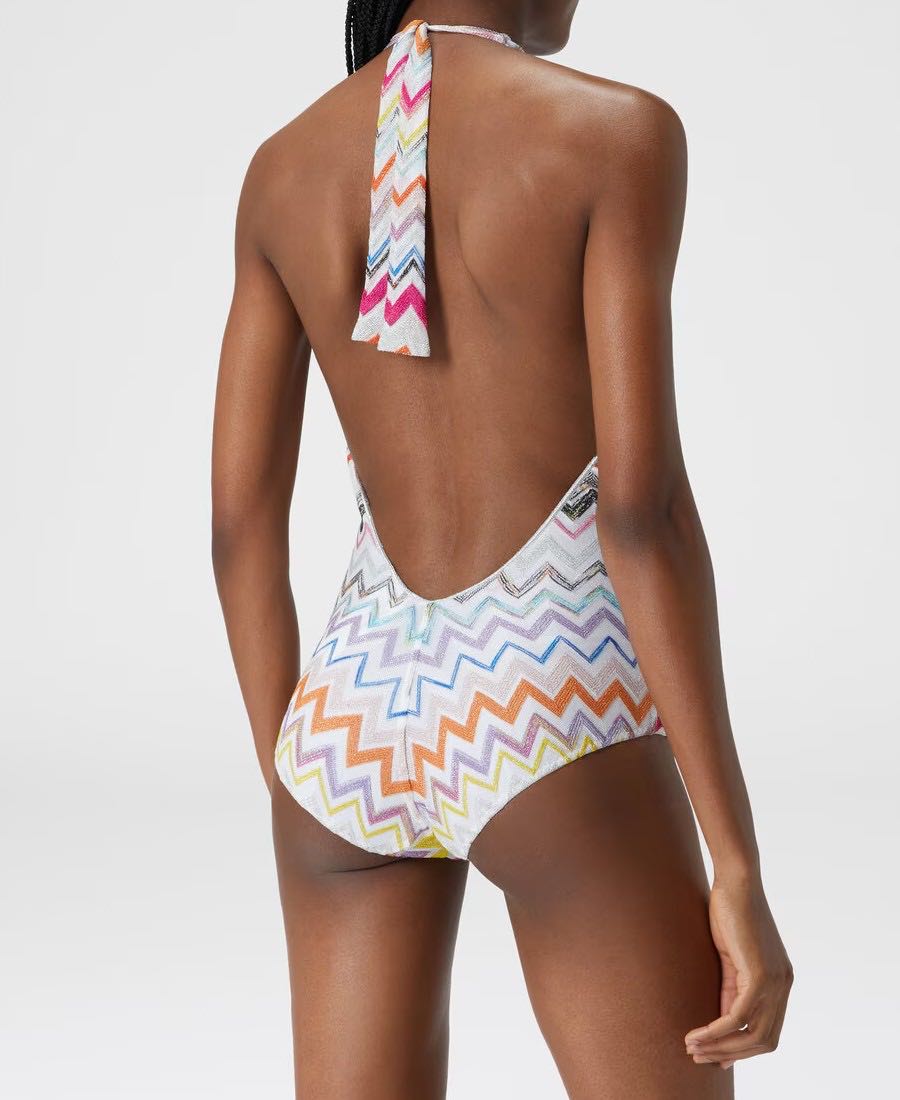 Zigzag bathing suit with lurex