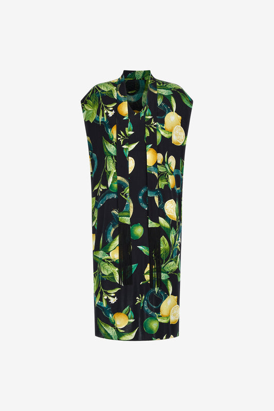 Lemon print midi dress