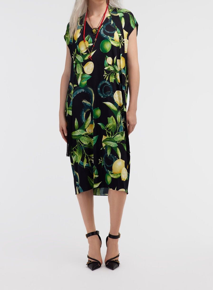 Lemon print midi dress