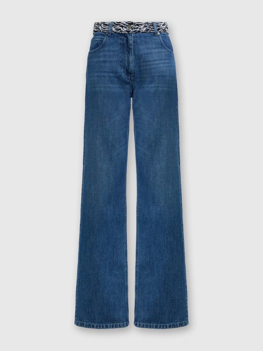 Jeans with knit detail