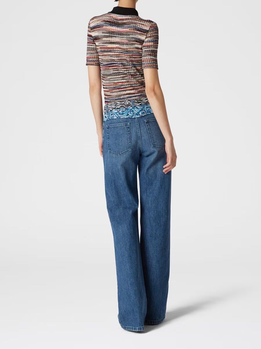 Jeans with knit detail