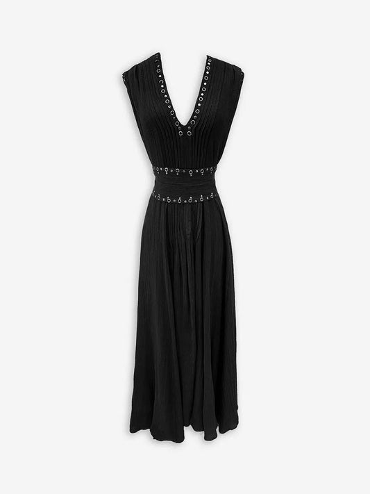 Long linen dress with belt