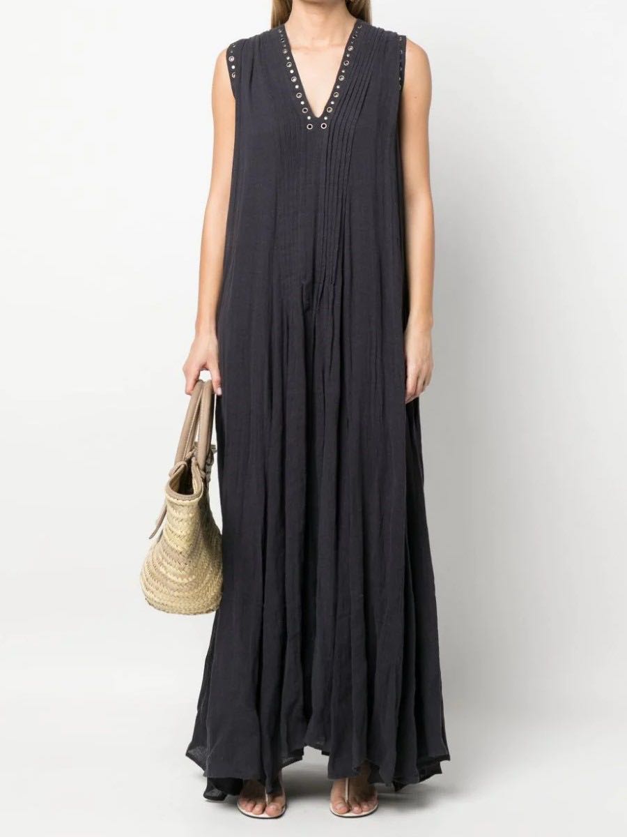 Long linen dress with belt