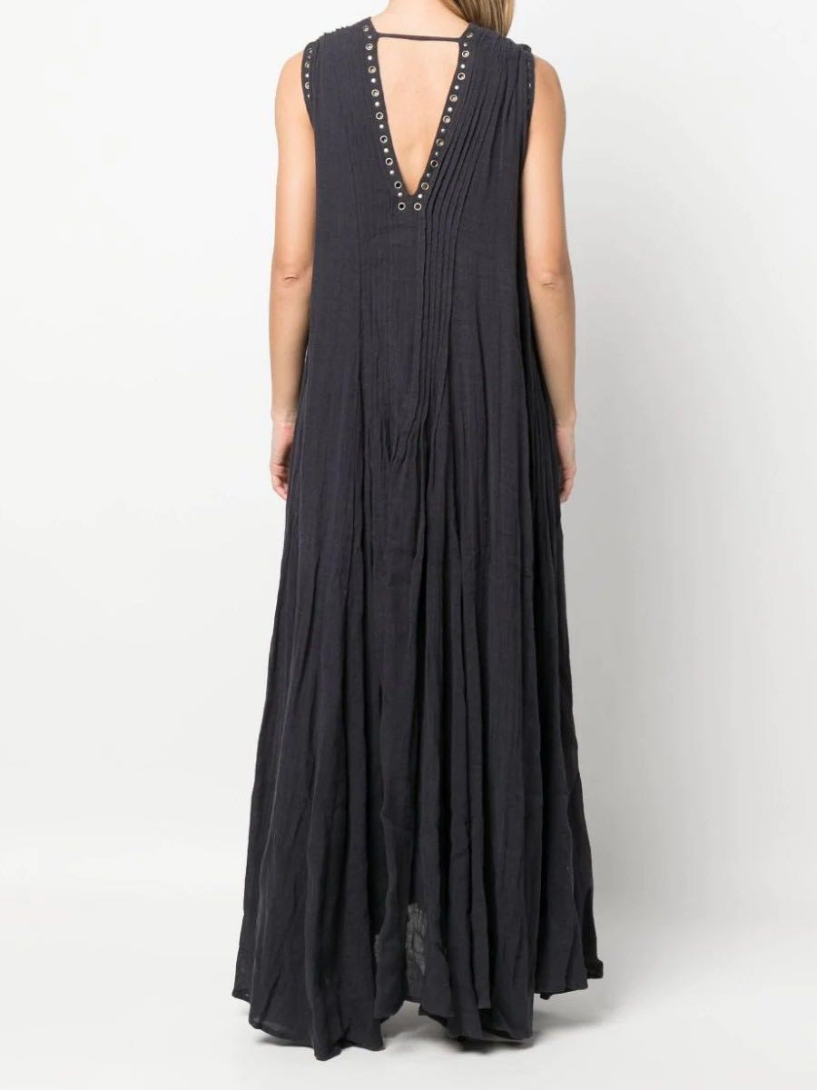 Long linen dress with belt
