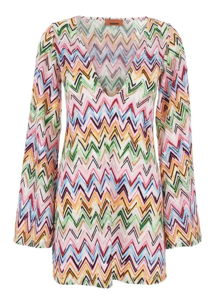 Short Dress With Zigzag Motif