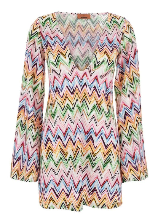 Short Dress With Zigzag Motif