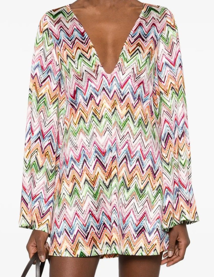 Short Dress With Zigzag Motif