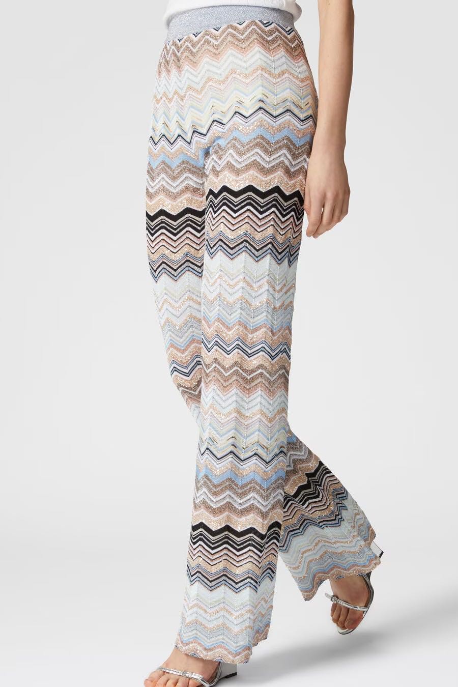 Chevron lame  trousers with sequins