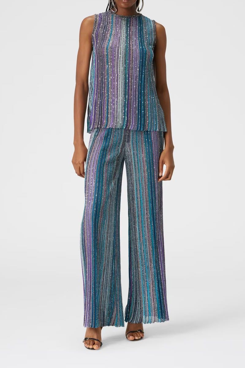 Trousers canalé with sequins