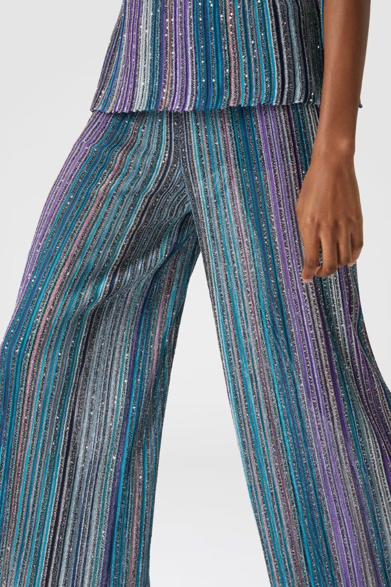 Trousers canalé with sequins