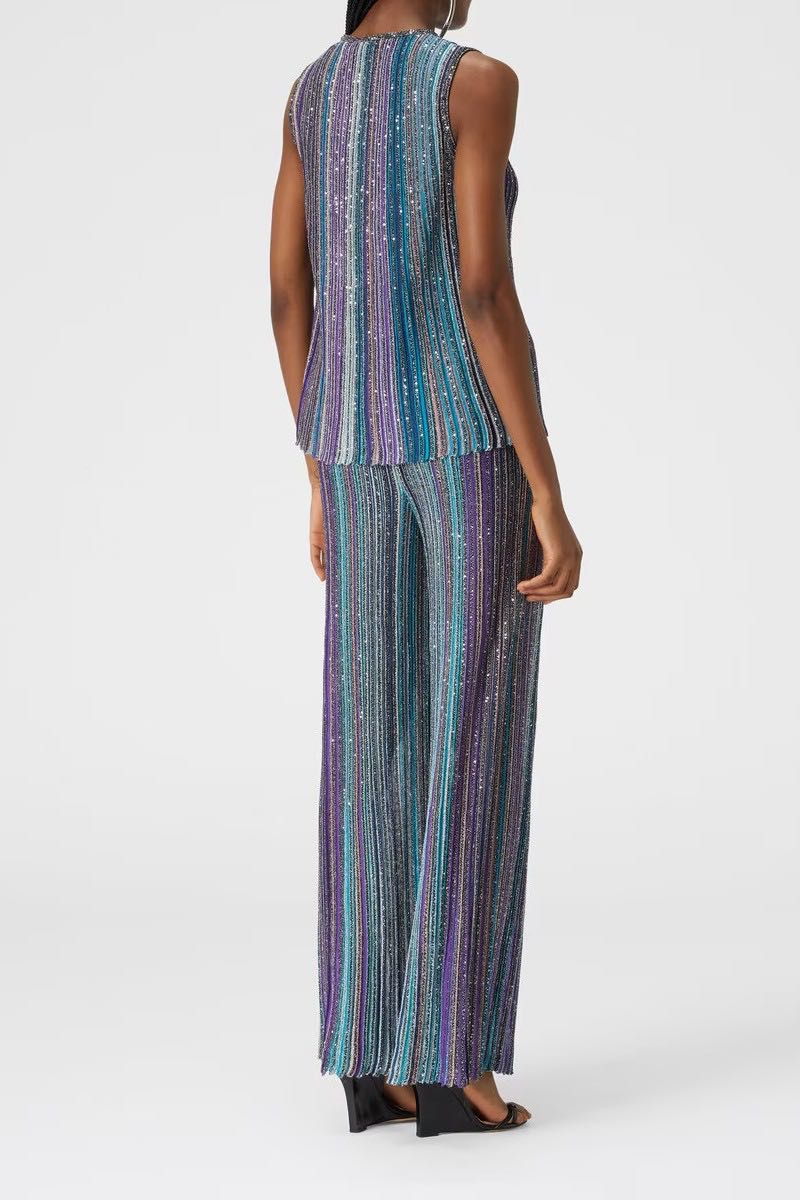 Trousers canalé with sequins