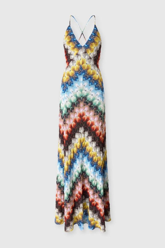 Long multicolor Open Back Dress