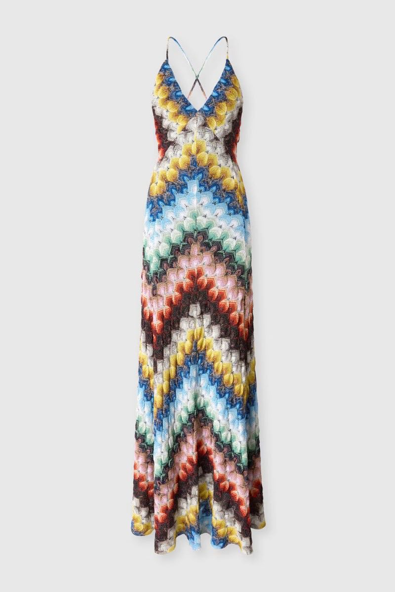 Long multicolor Open Back Dress