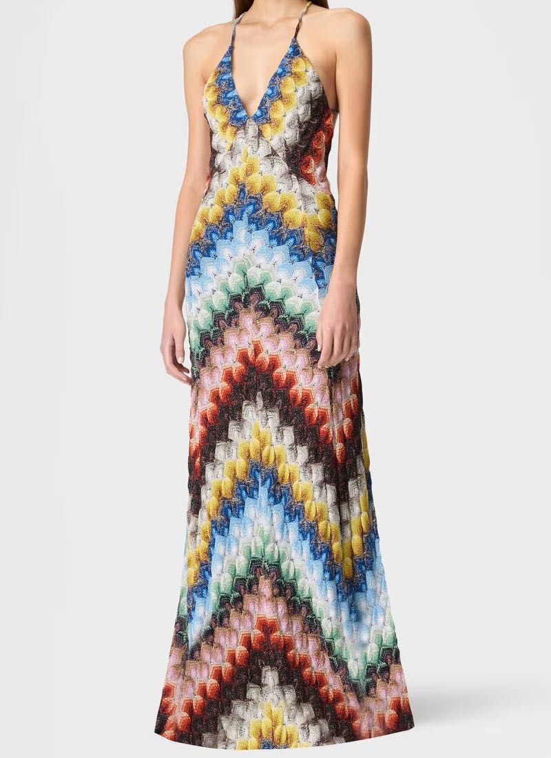 Long multicolor Open Back Dress