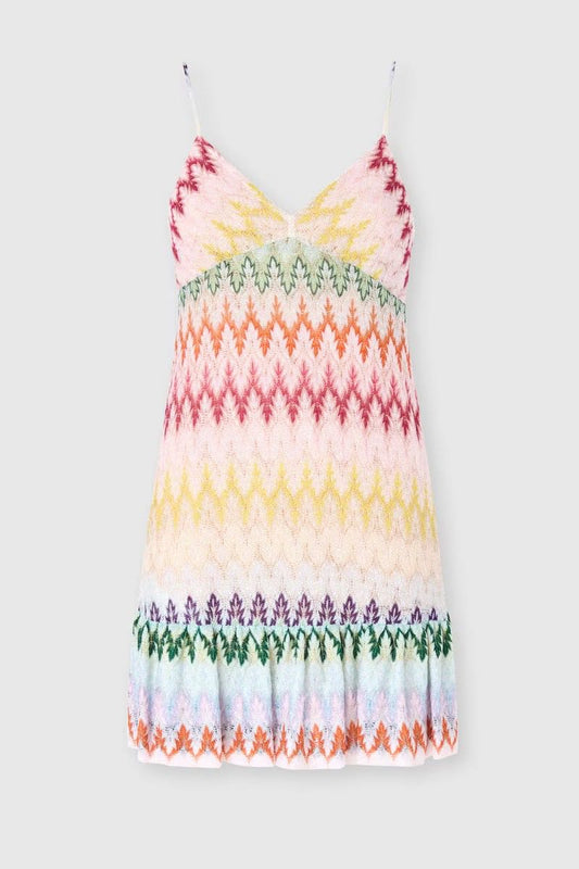 Short Multicolor Dress With Ruffles
