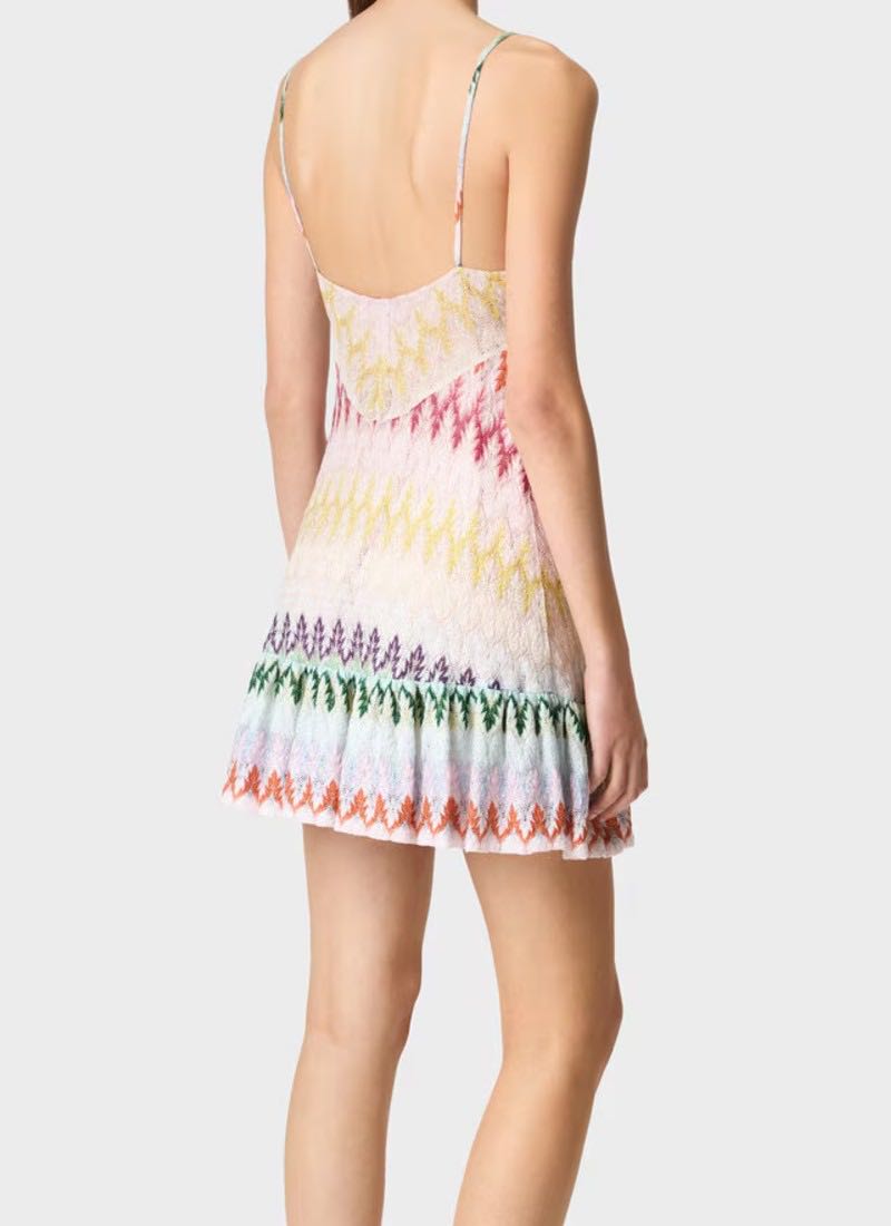 Short Multicolor Dress With Ruffles